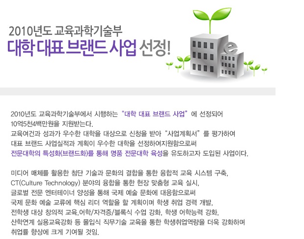 2010년도 교육과학기술부 “대학 대표 브랜드 사업” 선정